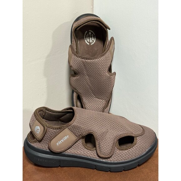 FITVILLE DIABETIC-EDEMA SANDALS MENS SIZE 14W BROWN WIDE WIDTH ARCH HEEL SUPPORT - Picture 1 of 10